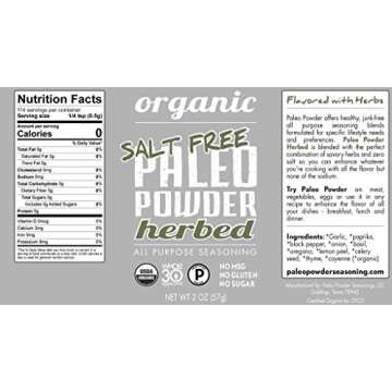 Paleo Powder All Purpose Organic Seasoning with Herbs. The Original Paleo Salt-Free Seasoning Great ...
