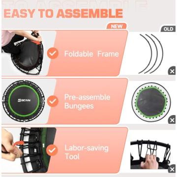 BCAN 450/550 LBS Foldable Mini Trampoline for Fun Workouts