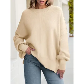 ANRABESS Women Fall Oversized Ribbed Knit Pullover