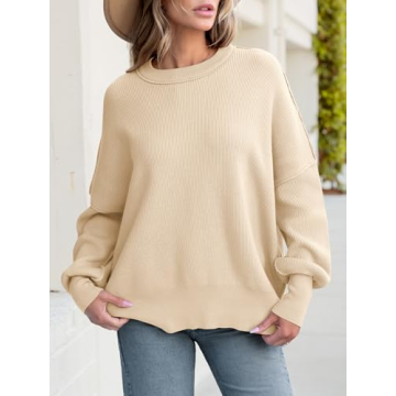 ANRABESS Women Fall Oversized Ribbed Knit Pullover