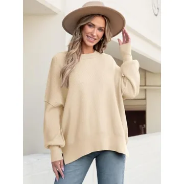 ANRABESS Women Fall Oversized Ribbed Knit Pullover