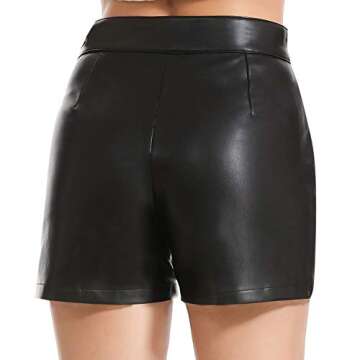 Everbellus Casual Wide Leg Shorts for Womens High Waisted Faux Leather Shorts Black Medium