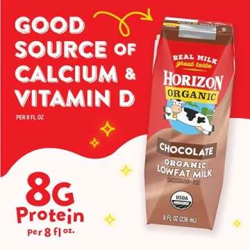 Horizon Organic Shelf-Stable 1% Low Fat Milk Boxes, Chocolate, 8 fl oz, 12 Pack