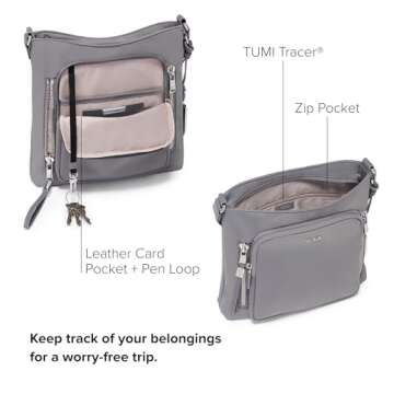 TUMI - Voyageur Tyler Crossbody - Nylon Crossbody Bag - Business, Travel Bag - Stain, Water-Resistant - Stylish Purse - Fog