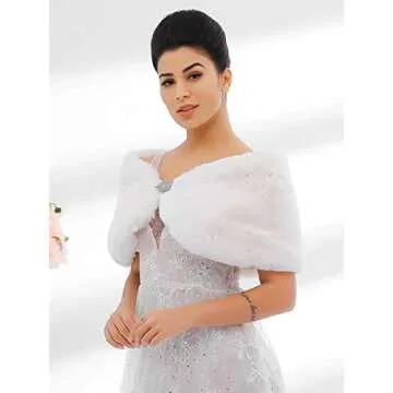 JAKAWIN Faux Rabbit Fur Wrap for Bridal Elegance