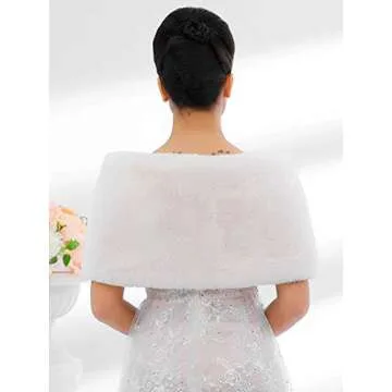 JAKAWIN Faux Rabbit Fur Wrap for Bridal Elegance