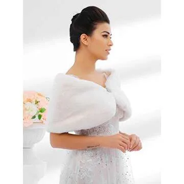 JAKAWIN Faux Rabbit Fur Wrap for Bridal Elegance
