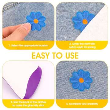 TIESOME 24PCS Sunflower Iron On Patches, Floral Clothing Repair Applique Aesthetics Embroidery Applique Patches 12 Colors Iron on Patches Sew On Embroidery Applique Patch