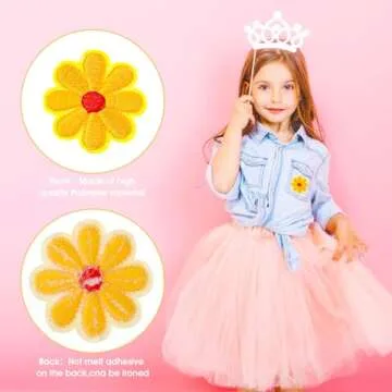 TIESOME 24PCS Sunflower Iron On Patches, Floral Clothing Repair Applique Aesthetics Embroidery Applique Patches 12 Colors Iron on Patches Sew On Embroidery Applique Patch
