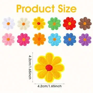 TIESOME 24PCS Sunflower Iron On Patches, Floral Clothing Repair Applique Aesthetics Embroidery Applique Patches 12 Colors Iron on Patches Sew On Embroidery Applique Patch