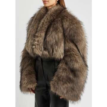 Tinhulf Fashion Fluffy Warm Faux Fur Coat Overcoat Fur Winter Jacket Outwear Sweater Loose Long Sleeve