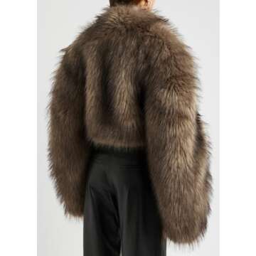 Tinhulf Fashion Fluffy Warm Faux Fur Coat Overcoat Fur Winter Jacket Outwear Sweater Loose Long Sleeve