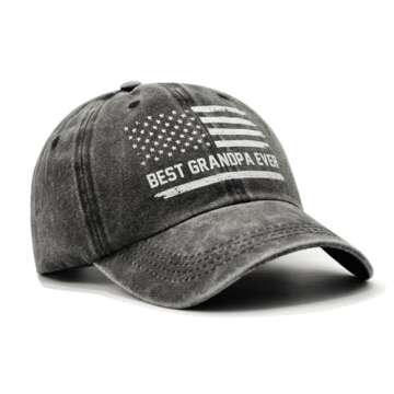 Grandpa Gifts, Birthday Gifts for Grandpa, Grandpa Hat for Men, Grandpa Gifts from Grandkids, Happy Fathers Day Christmas Birthday Gifts for Grandpa Grandfather, Adjustable Baseball Caps Grey