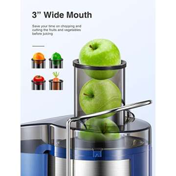 Qcen Juicer Machine, 500W Centrifugal Juicer Extractor with Wide Mouth 3” Feed Chute for Fruit Veg...