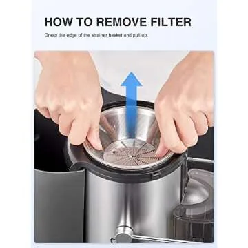 Qcen Juicer Machine, 500W Centrifugal Juicer Extractor with Wide Mouth 3” Feed Chute for Fruit Vegetable, Easy to Clean, Stainless Steel, BPA-free(Blue)