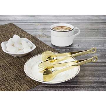 Mini Appetizer Tongs Stainless Steel Set of 4, MSY BIGSUNNY Gold Plated Small Serving Tongs, 6 Inch(15.2cm, Golden)