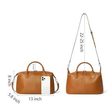 DORIS&JACKY Women Genuine Leather Top Handle Bag Premium Large Capacity Tote And Shoulder Purse (Brown)