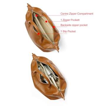 DORIS&JACKY Women Genuine Leather Top Handle Bag Premium Large Capacity Tote And Shoulder Purse (Brown)