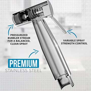 Aqua Nexis Premium Bidet Sprayer for Toilet, Stainless Steel Bathroom Handheld Spray, Best Used for Personal Hygiene and Potty Toilet Hygiene-Perfect Bottom Cleaner Spray and Shower Attachment