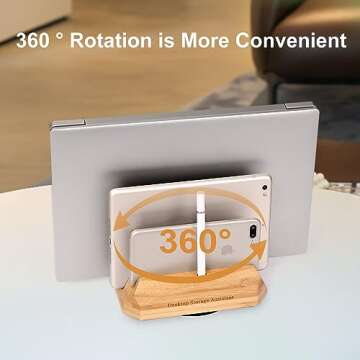 Muchly Vertical Laptop Stand - Bamboo Organizer for All Devices