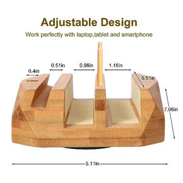 Muchly Vertical Laptop Stand - Bamboo Organizer for All Devices