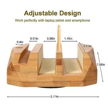 Muchly Vertical Laptop Stand - Bamboo Organizer for All Devices