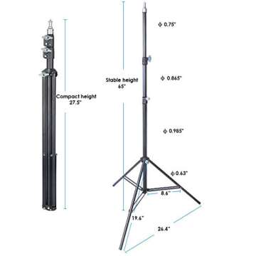 7 Foot Tripod Aluminum Compact Photography Light Stand with 1/4" Thread