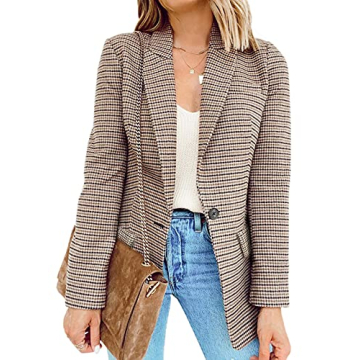 Asvivid Women's Plaid Blazer - Stylish & Lightweight Office Wear