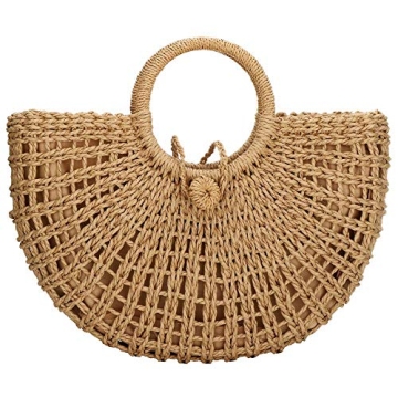 YYW Straw Beach Bag - Hand-woven Summer Tote for Women