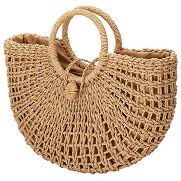 YYW Straw Beach Bag - Hand-woven Summer Tote for Women