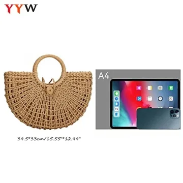 YYW Straw Beach Bag - Hand-woven Summer Tote for Women