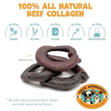 Pack Approved Beef Collagen Chews - Rawhide Free & Natural, 100% Beef Corium Treats