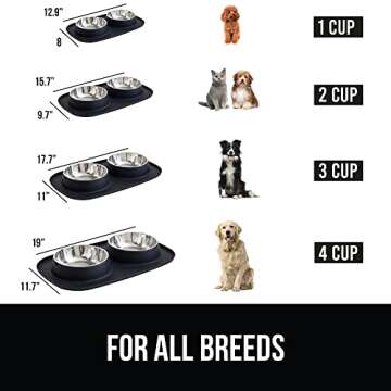 Durable GORILLA GRIP Dog and Cat Bowls with Mat Set