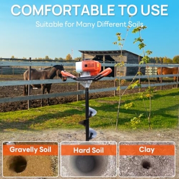 DC HOUSE 63cc Gas Powered Auger for Easy Digging Tasks