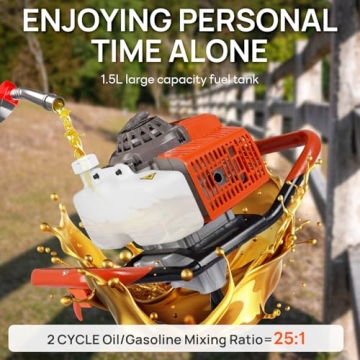 DC HOUSE 63cc Gas Powered Auger for Easy Digging Tasks