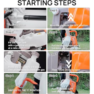 DC HOUSE 63cc Gas Powered Auger for Easy Digging Tasks