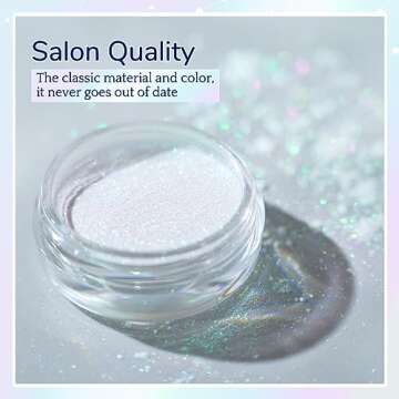 PrettyDiva Iridescent Nail Powder - Mermaid Nails Powder Aurora Powder Chameleon Pigment for Nails, White Iridescent Mica Powder Unicorn Chrome Nails Powder for Nail Art