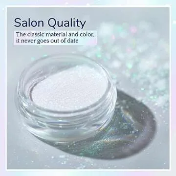 PrettyDiva Iridescent Nail Powder - Mermaid Nails Powder Aurora Powder Chameleon Pigment for Nails, White Iridescent Mica Powder Unicorn Chrome Nails Powder for Nail Art