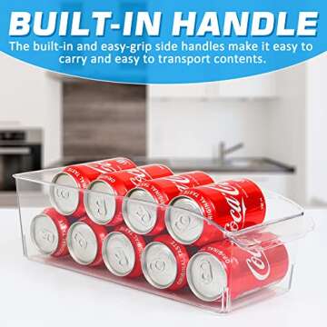 Refrigerator Organizer Bins, HERKKA 8 Pack Clear Plastic Food Organizers with Handles for Freezer, Cabinet, Countertops, Fridge, Kitchen Pantry Organization and Storage, BPA Free