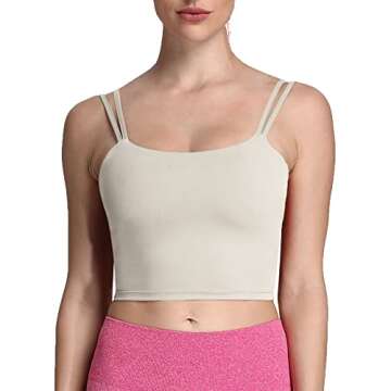 Aoxjox Women's Workout Sports Bras Fitness Padded Backless Yoga Crop Tank Top Twist Back Cami (Mink,...