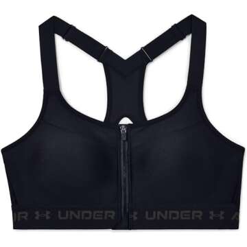 Under Armour Women's Armour High Crossback Zip Bra , Black (001)/Jet Gray , 34DD