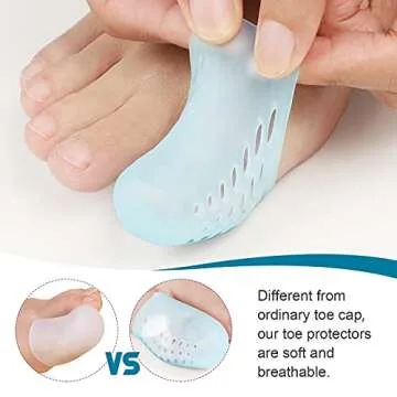 Povihome 14 Pack Upgrade Gel Toe Protector Silicone Toe Caps Toe Sleeve Protectors, Prevent Pain for Corns, Blisters and Ingrown Toenails (2 Pack Large Size + 6 Pack Medium Size + 6 Pack Small Size)