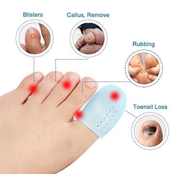 Povihome 14 Pack Upgrade Gel Toe Protector Silicone Toe Caps Toe Sleeve Protectors, Prevent Pain for Corns, Blisters and Ingrown Toenails (2 Pack Large Size + 6 Pack Medium Size + 6 Pack Small Size)