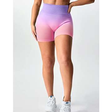 YEOREO Women Seamless Scrunch Workout Shorts High Waisted Booty Lifting Gym Yoga Shorts Ombre Pink M