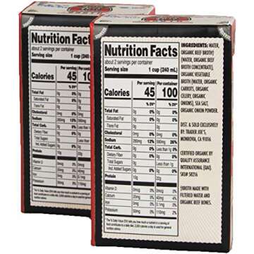 Trader Joe's Organic Beef Bone Broth 17fl oz - Two Boxes