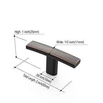 Amerdeco 10 Pack Oil Rubbed Bronze Cabinet Knobs Single Hole Cabinet Handles 2 Inch Solid Zinc Alloy Cupboard Drawer Knobs Kitchen Cabinet Knobs T Bar Hardware ZH0003ORBK