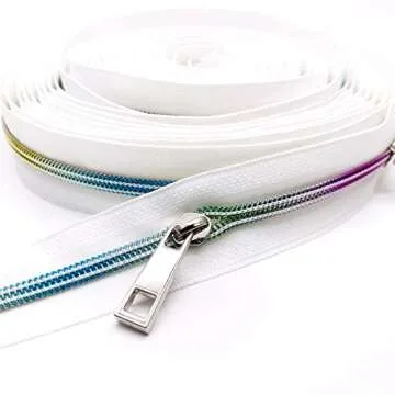 Goyunwell #5 Zipper Pulls Metal Silver Zipper Pulls Bulk 50pcs Zipper Slider Coil Zipper Head Charms Nylon Zipper Pulls for Purse Handbag Making Craft Sewing