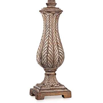 Regency Hill Traditional Country Cottage Table Lamp 25" High Antique Gold Leaves Petite Vase Off White Rectangular Shade Decor for Living Room Bedroom House Bedside Nightstand Home Office