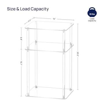 HMYHUM Small Acrylic Side Table for Small Spaces, 14" L x 11.5" W x 23.2" H, Small Nightstand/Bedside Table, Home Accent End Table for Living Room, Bedroom, 3 Tier, Clear