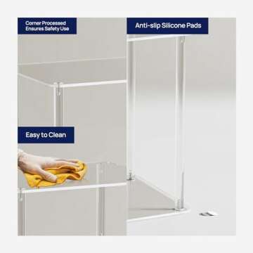 HMYHUM Small Acrylic Side Table for Small Spaces, 14" L x 11.5" W x 23.2" H, Small Nightstand/Bedside Table, Home Accent End Table for Living Room, Bedroom, 3 Tier, Clear